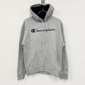 champion　チャンピオン　スウェットパーカー/フーディー　デカロゴ　刺繍ロゴ　ビッグシルエット　灰色　グレー　Mサイズ