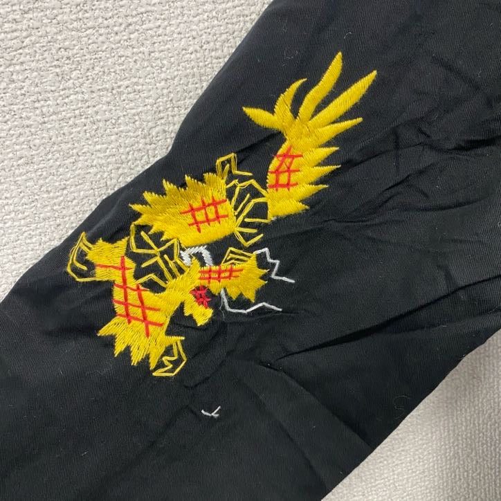ベトジャン　ベトナムジャケット　スーベニアジャケット　ブルゾン　レプリカ　リメイク　刺繍　黒　ブラック　Lサイズ