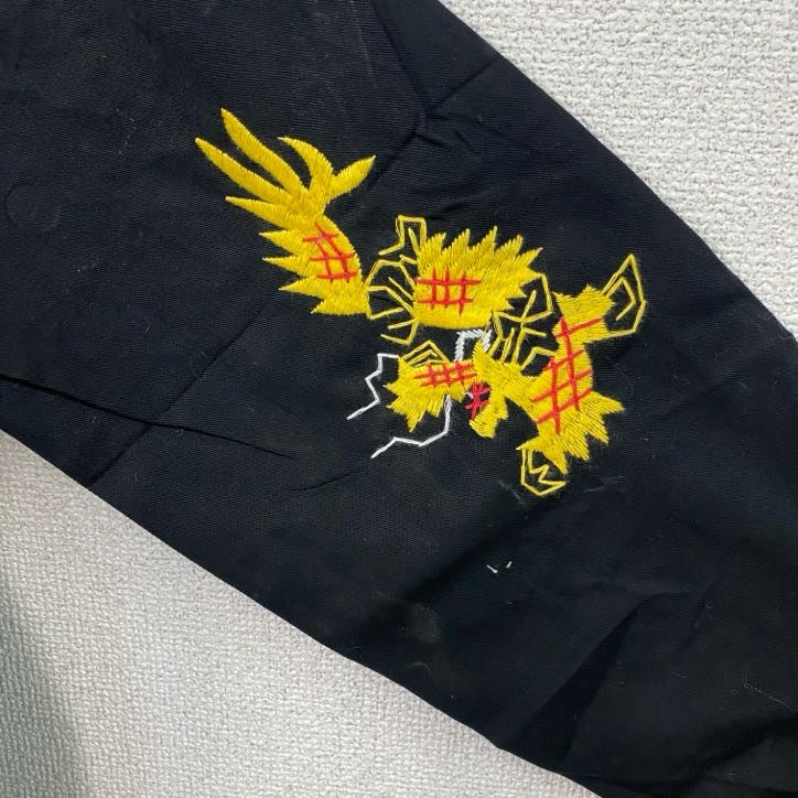 ベトジャン　ベトナムジャケット　スーベニアジャケット　ブルゾン　レプリカ　リメイク　刺繍　黒　ブラック　Lサイズ