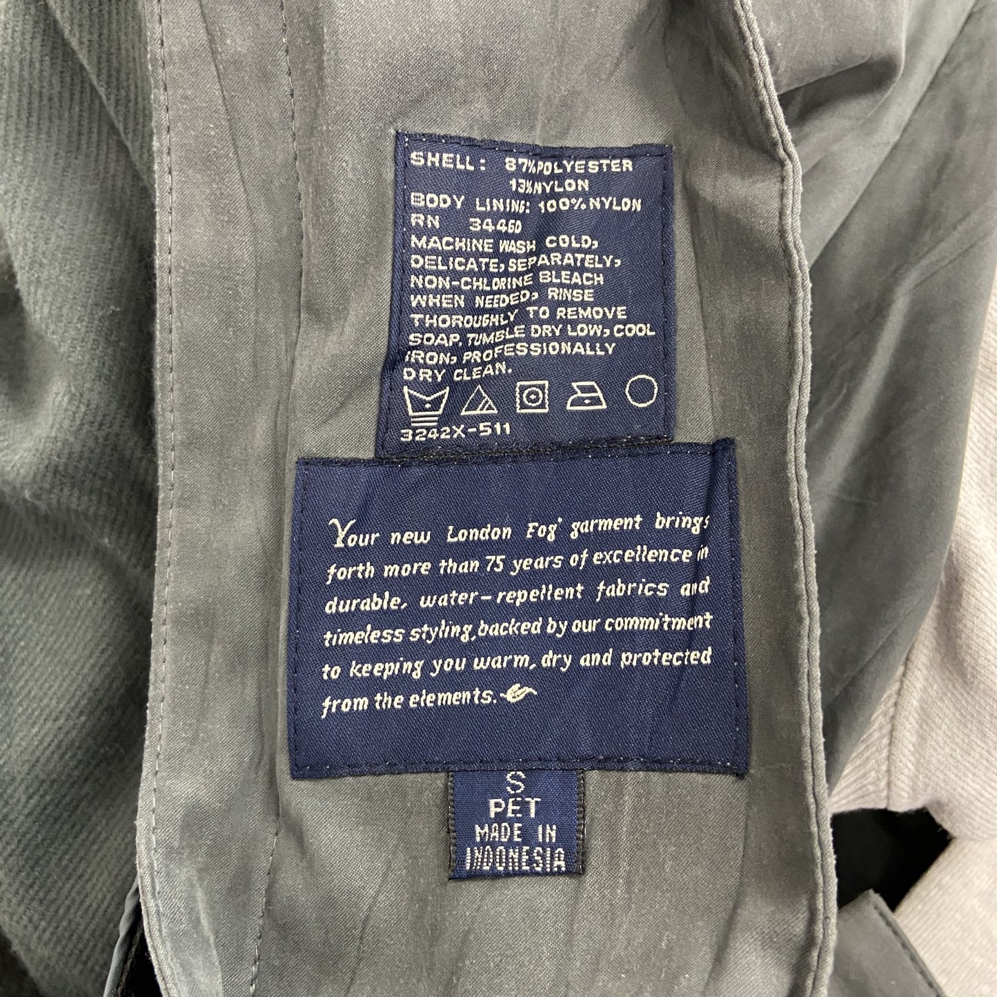 LONDON FOG　ロンドンフォグ　ロングコート　比翼仕立て　灰色　グレー　Sサイズ