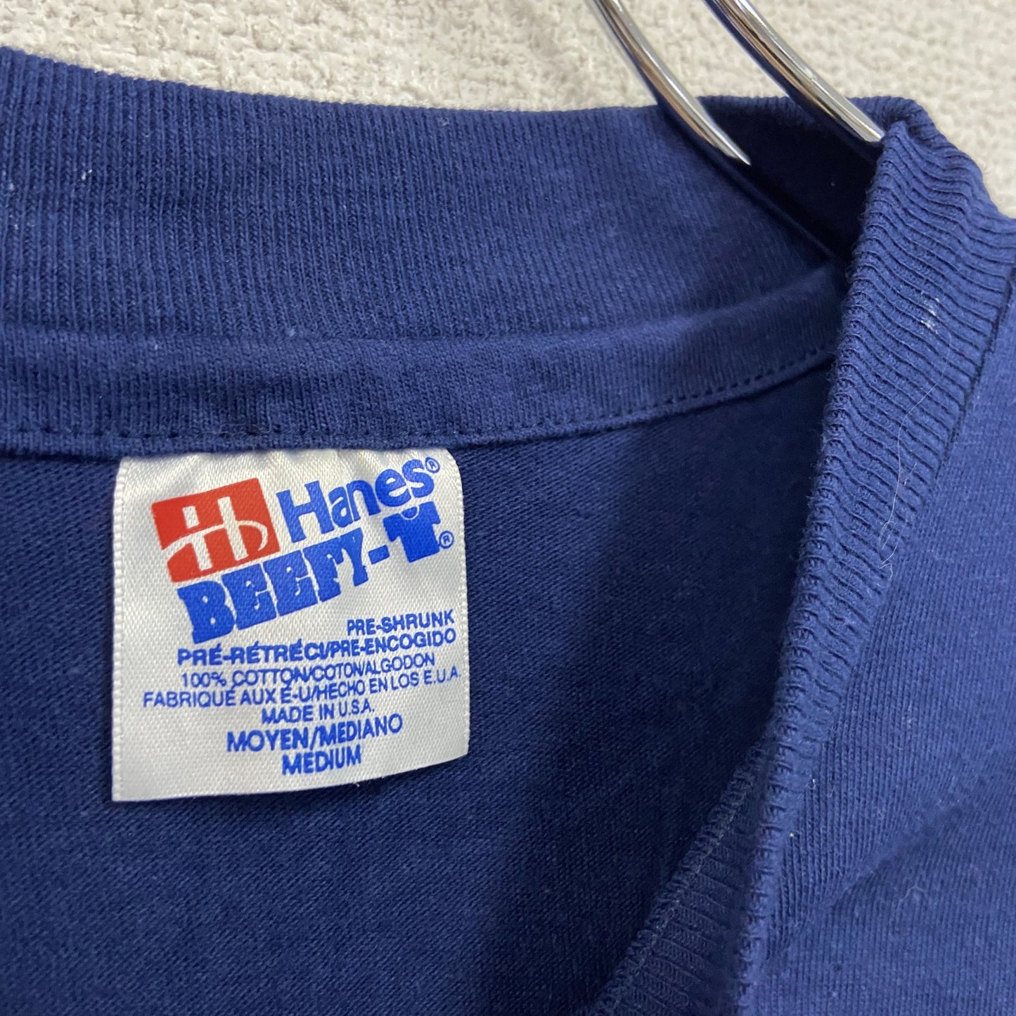 90s　Hanes　ヘインズ　半袖プリントTシャツ　ホノルル消防　シングルステッチ　3連プリント　紺　ネイビー　Mサイズ