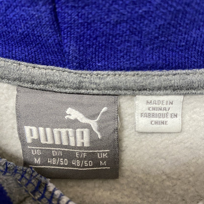 古着 used PUMA プーマ　長袖ワンポイントロゴデザインパーカー　フーディースウェット　グレー　シンプル　Mサイズ