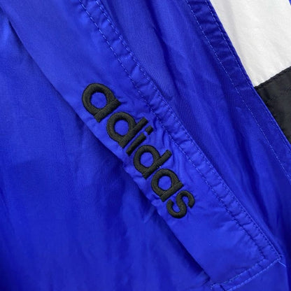90s　adidas　アディダス　長袖ハーフジップナイロンジャケット　国旗タグ　青　ヴィンテージ　XLサイズ