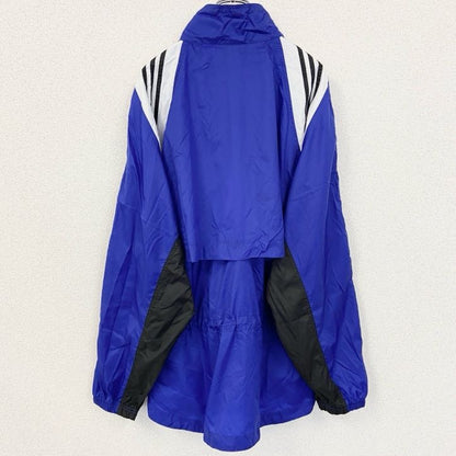 90s　adidas　アディダス　長袖ハーフジップナイロンジャケット　国旗タグ　青　ヴィンテージ　XLサイズ
