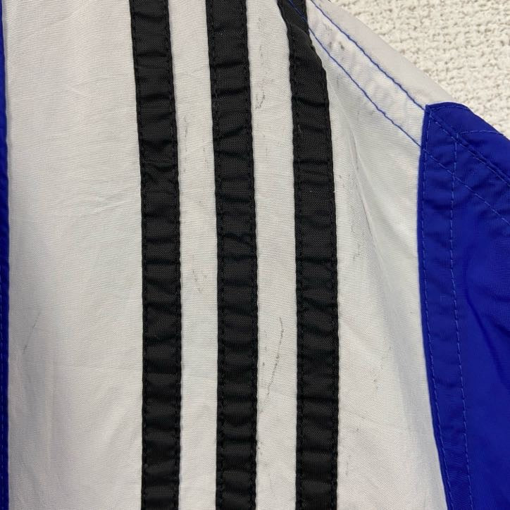 90s　adidas　アディダス　長袖ハーフジップナイロンジャケット　国旗タグ　青　ヴィンテージ　XLサイズ