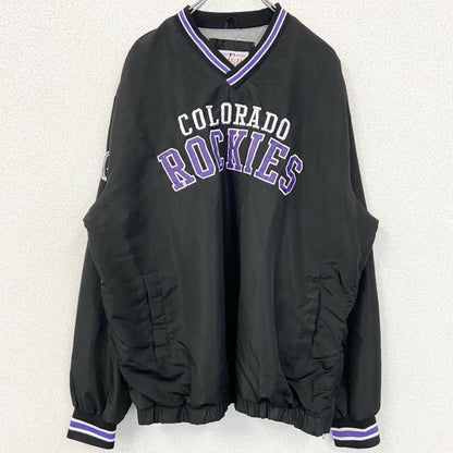 古着 used　MLB　GENUINE MERCHANDISE　長袖ワッペン刺繍ナイロンプルオーバー　コロラドロッキーズ　Lサイズ