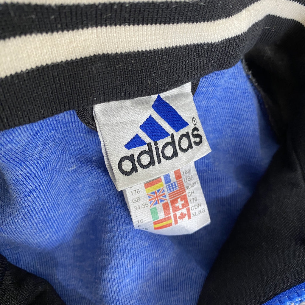 90s　adidas　アディダス　トラックジャケット/ジャージ　ヴィンテージ　刺繍ロゴ　青　ブルー　XLサイズ