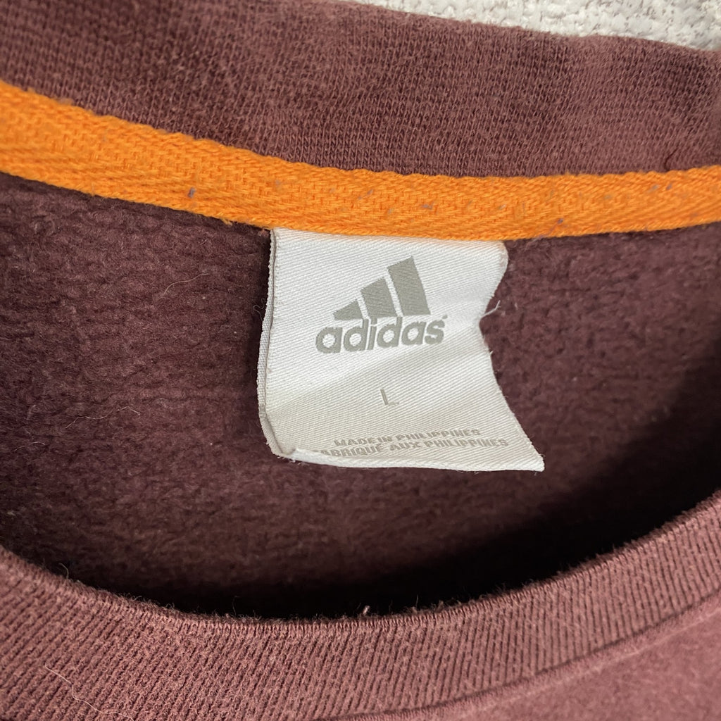 00s　adidas　アディダス　スウェット/トレーナー　ヴィンテージ　ロゴ刺　赤　ボルドー　Lサイズ