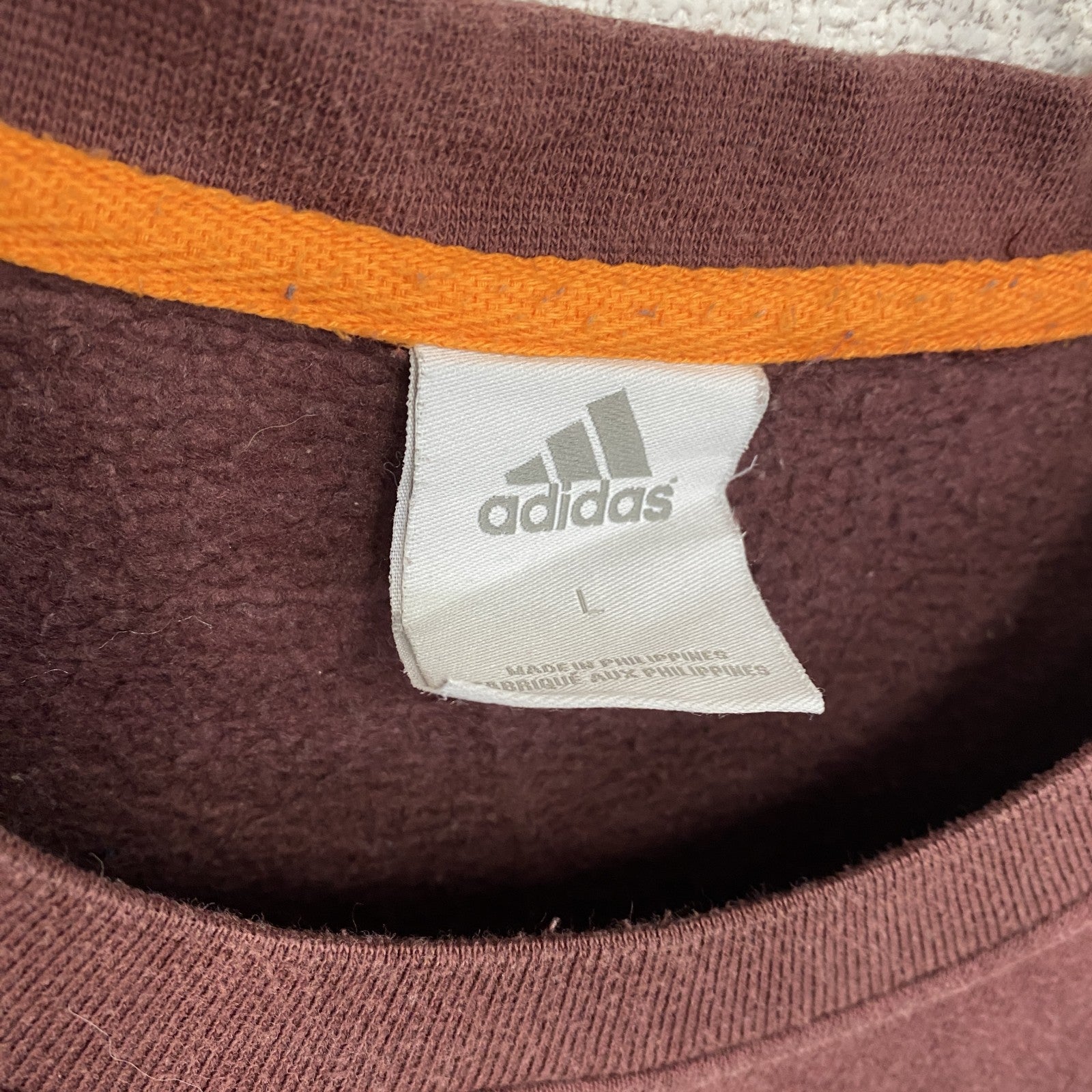 00s　adidas　アディダス　スウェット/トレーナー　ヴィンテージ　ロゴ刺　赤　ボルドー　Lサイズ