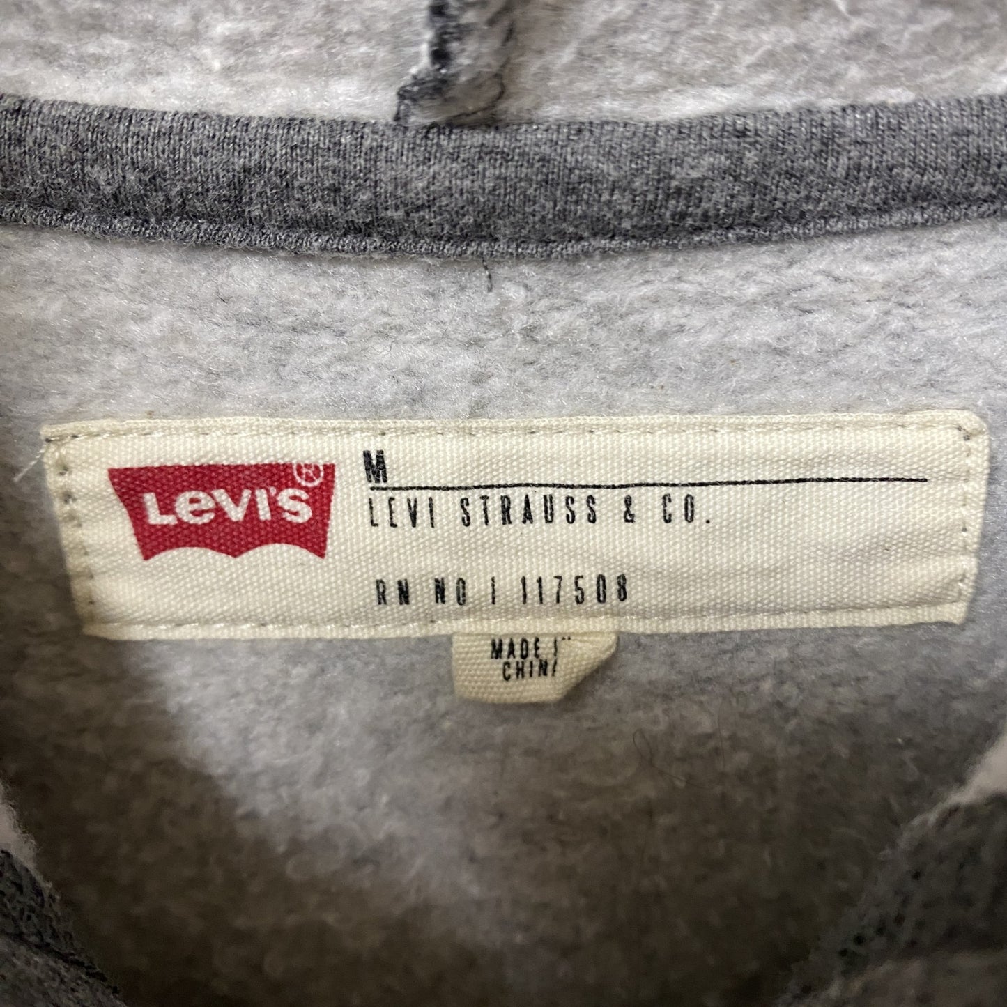 古着 used Levi’s リーバイス　長袖ビックポイントロゴデザインパーカー　フーディースウェット　グレー　Mサイズ