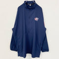古着 used　adidas　アディダス　NHL　長袖プリントナイロンジャケット　BLUE JACKETS　ネイビー　2XLサイズ