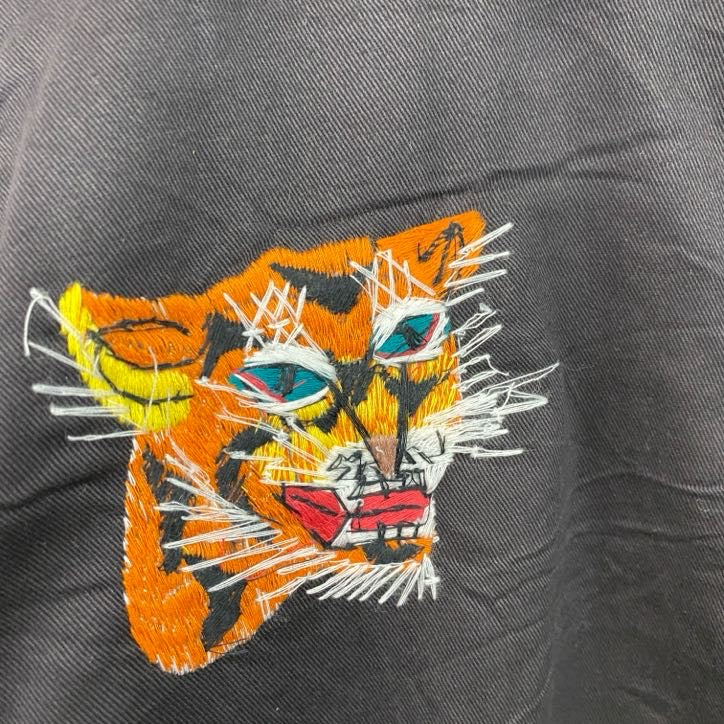 ベトジャン　ベトナムジャケット　スーベニアジャケット　ブルゾン　レプリカ　リメイク　刺繍　黒　ブラック　Lサイズ