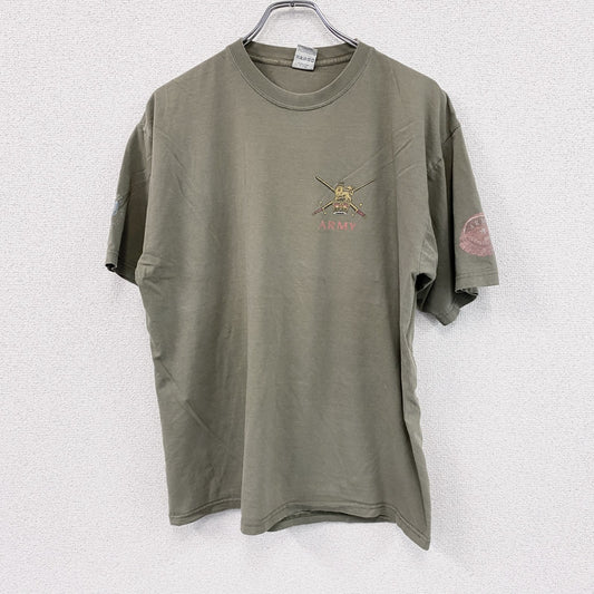 ～00s　JERZEES　ジャージーズ　ARMY　半袖プリントTシャツ　ヴィンテージ　カーキ　Lサイズ