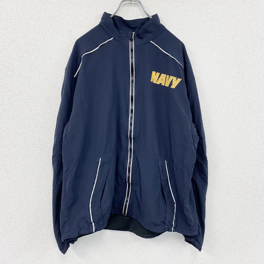 U.S.NAVY　RUNNING JACKET　ナイロンジャケット　ミリタリー　米軍　デカロゴ　紺　ネイビー　Lサイズ
