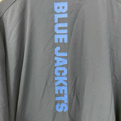 古着 used　adidas　アディダス　NHL　長袖プリントナイロンジャケット　BLUE JACKETS　ネイビー　2XLサイズ