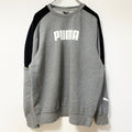 古着 used　PUMA プーマ　長袖フロントデザインスウェット　トレーナー　クルーネック　グレー　カジュアル　Mサイズ