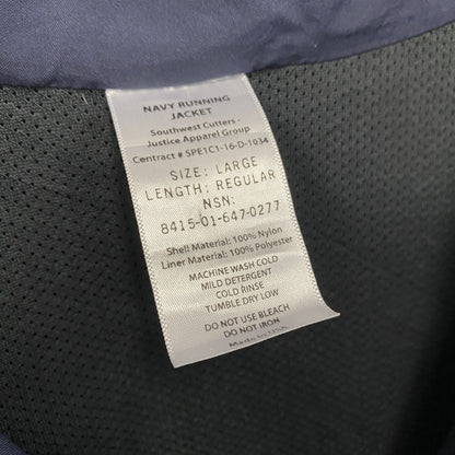 U.S.NAVY　RUNNING JACKET　ナイロンジャケット　ミリタリー　米軍　デカロゴ　紺　ネイビー　Lサイズ
