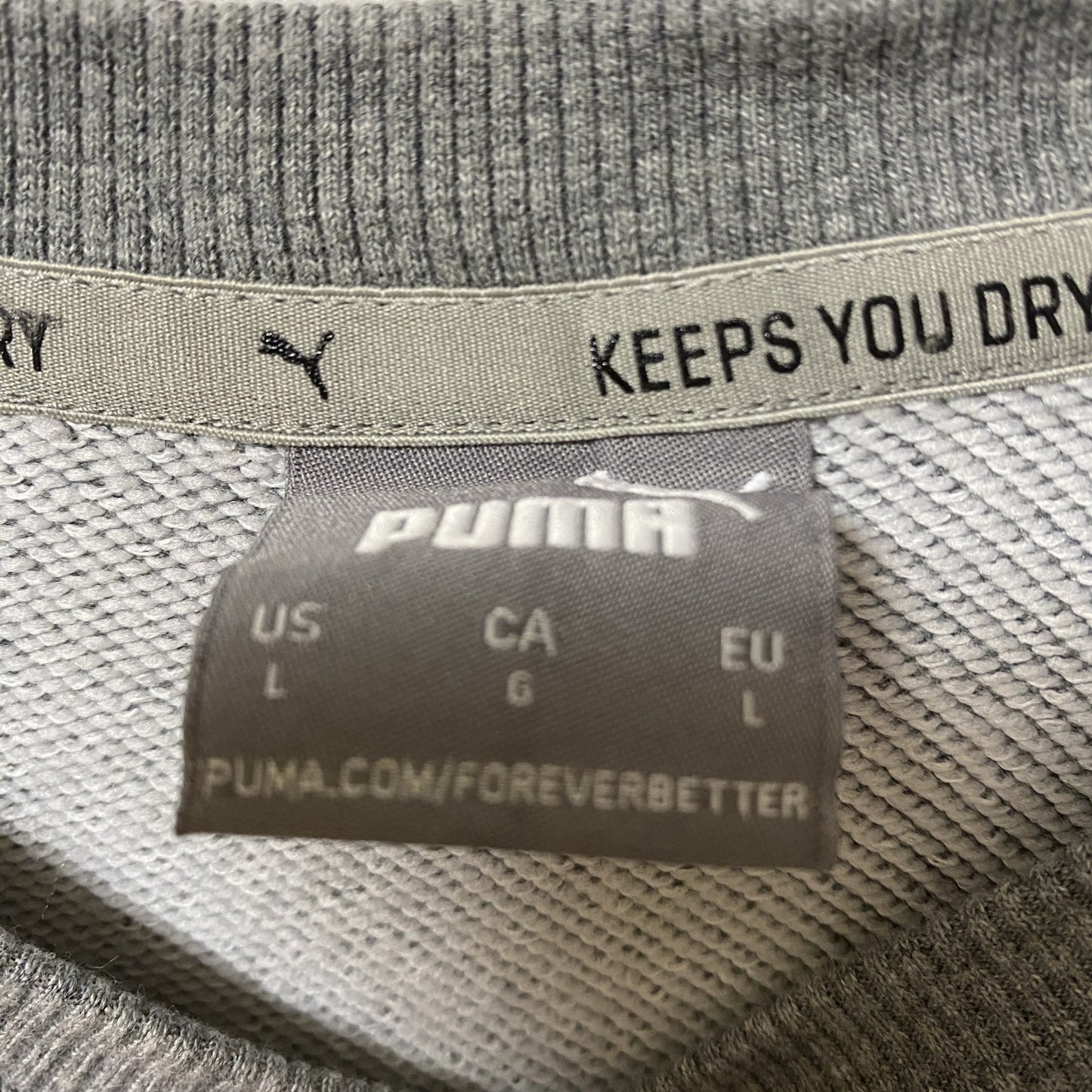 古着 used　PUMA プーマ　長袖フロントデザインスウェット　トレーナー　クルーネック　グレー　カジュアル　Mサイズ