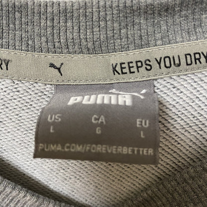 古着 used　PUMA プーマ　長袖フロントデザインスウェット　トレーナー　クルーネック　グレー　カジュアル　Mサイズ