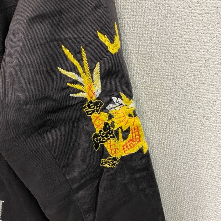 ベトジャン　ベトナムジャケット　スーベニアジャケット　ブルゾン　レプリカ　リメイク　刺繍　黒　ブラック　Lサイズ