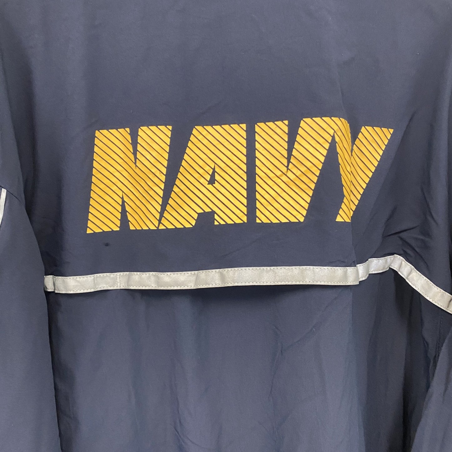 U.S.NAVY　RUNNING JACKET　ナイロンジャケット　ミリタリー　米軍　デカロゴ　紺　ネイビー　Lサイズ