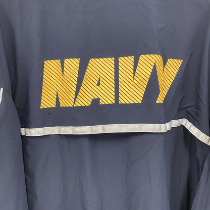 U.S.NAVY　RUNNING JACKET　ナイロンジャケット　ミリタリー　米軍　デカロゴ　紺　ネイビー　Lサイズ
