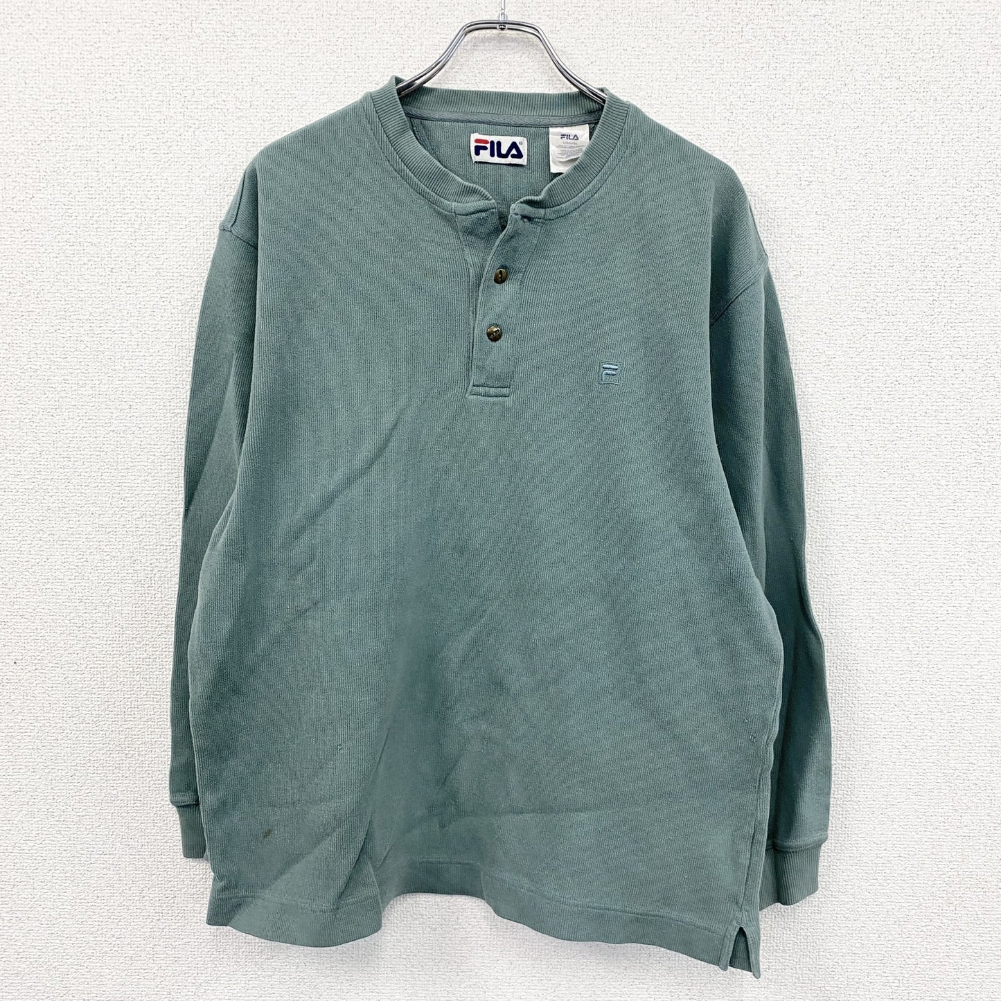 FILA　フィラ　スウェット/トレーナー　ロンT　ヘンリーネック　緑　グリーン　Lサイズ