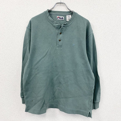 FILA　フィラ　スウェット/トレーナー　ロンT　ヘンリーネック　緑　グリーン　Lサイズ