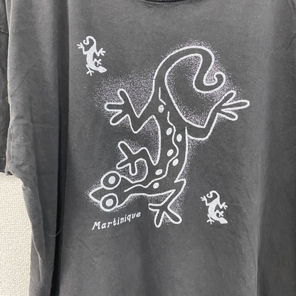 SUPERIOR　半袖プリントTシャツ　トカゲ　黒　ブラック　XLサイズ