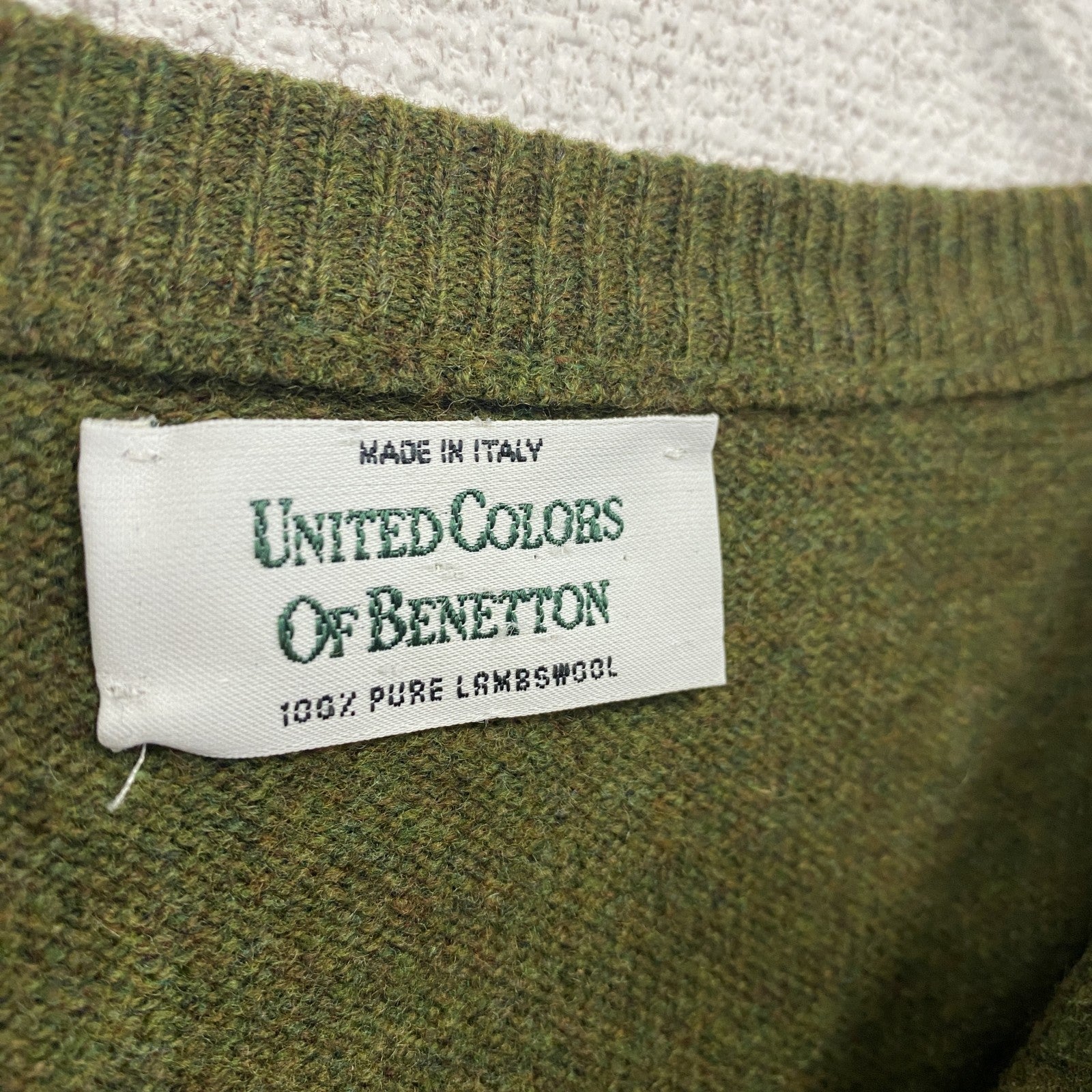 UNITED COLORS OF BENETTON　ベネトン　ウールニットセーター　オリーブグリーン