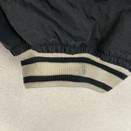 古着 used　90s　NIKE ナイキ　長袖ナイロンプルオーバー　ワンポイント刺繍　リブライン　ヴィンテージ　黒　Lサイズ