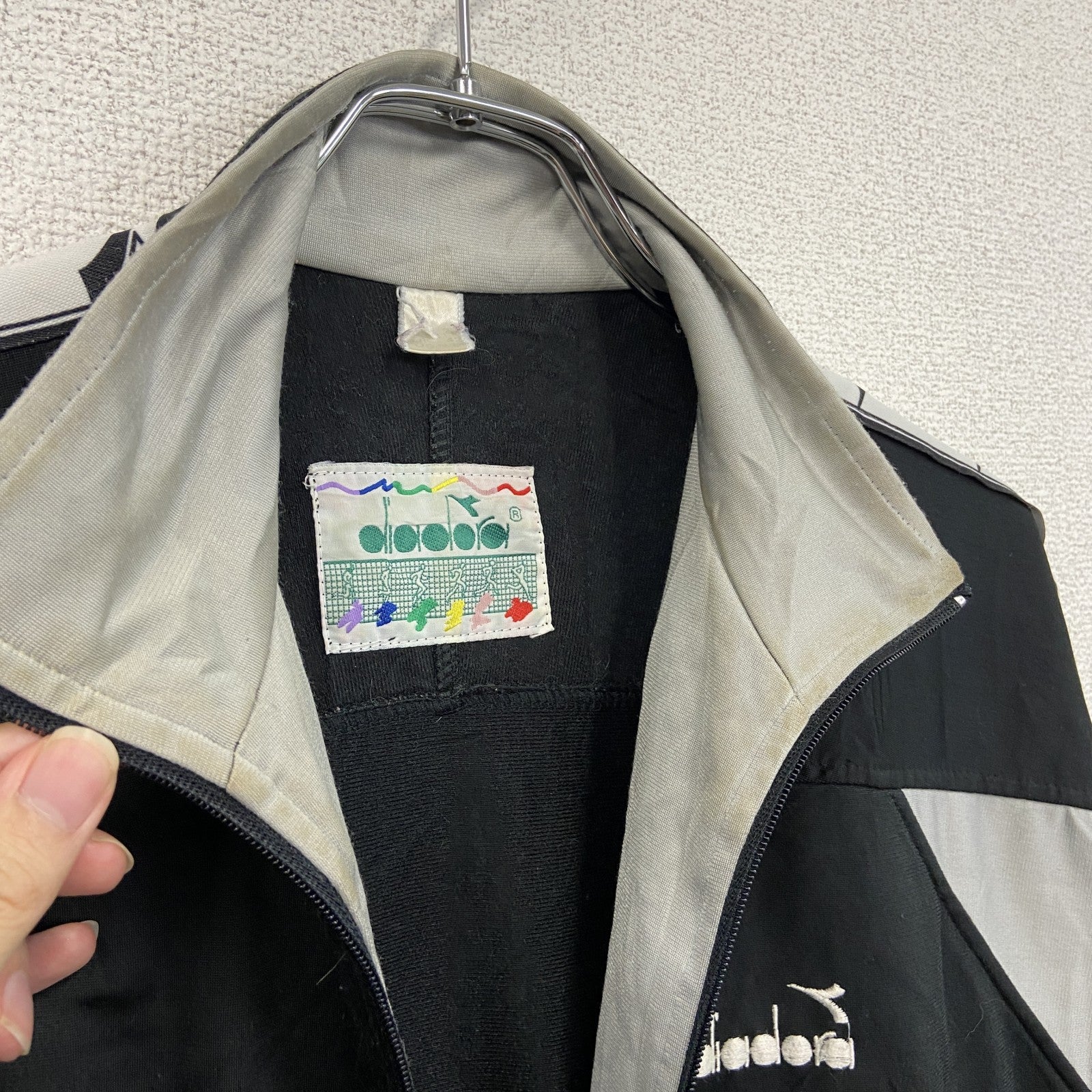～90s　Diadora　ディアドラ　トラックジャケット/ジャージ　ヴィンテージ　黒　ブラック