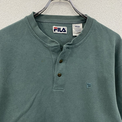 FILA　フィラ　スウェット/トレーナー　ロンT　ヘンリーネック　緑　グリーン　Lサイズ