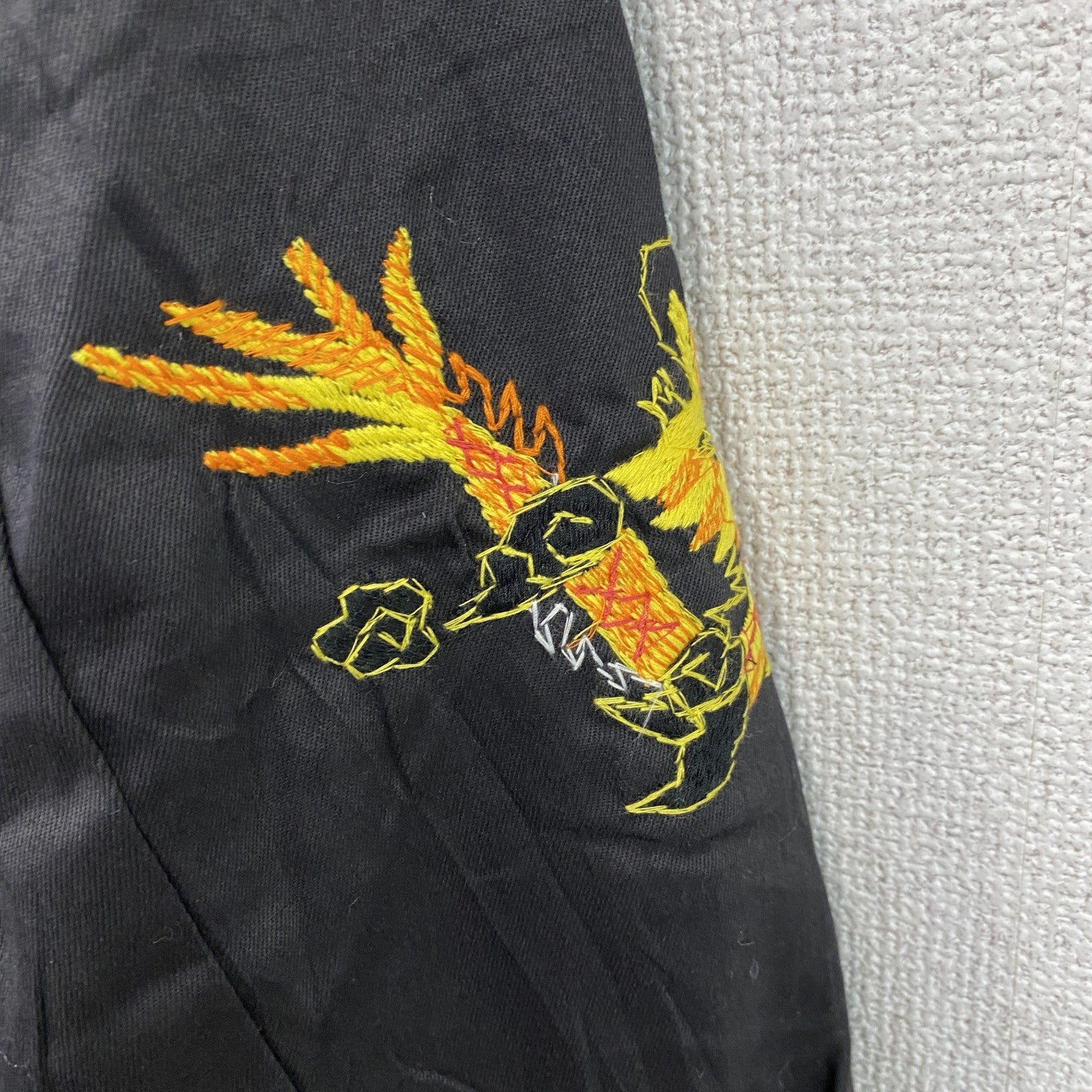 ベトジャン　ベトナムジャケット　スーベニアジャケット　ブルゾン　レプリカ　リメイク　刺繍　黒　ブラック　Lサイズ