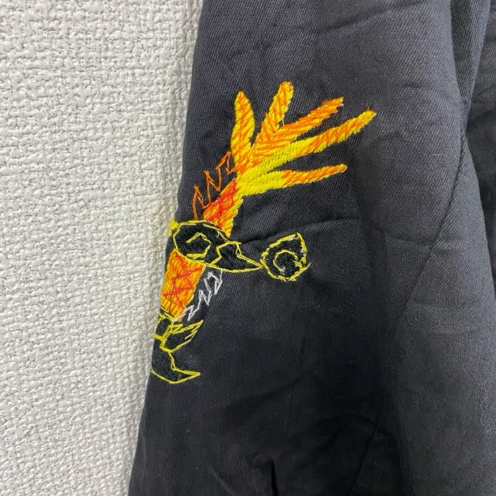 ベトジャン　ベトナムジャケット　スーベニアジャケット　ブルゾン　レプリカ　リメイク　刺繍　黒　ブラック　Lサイズ