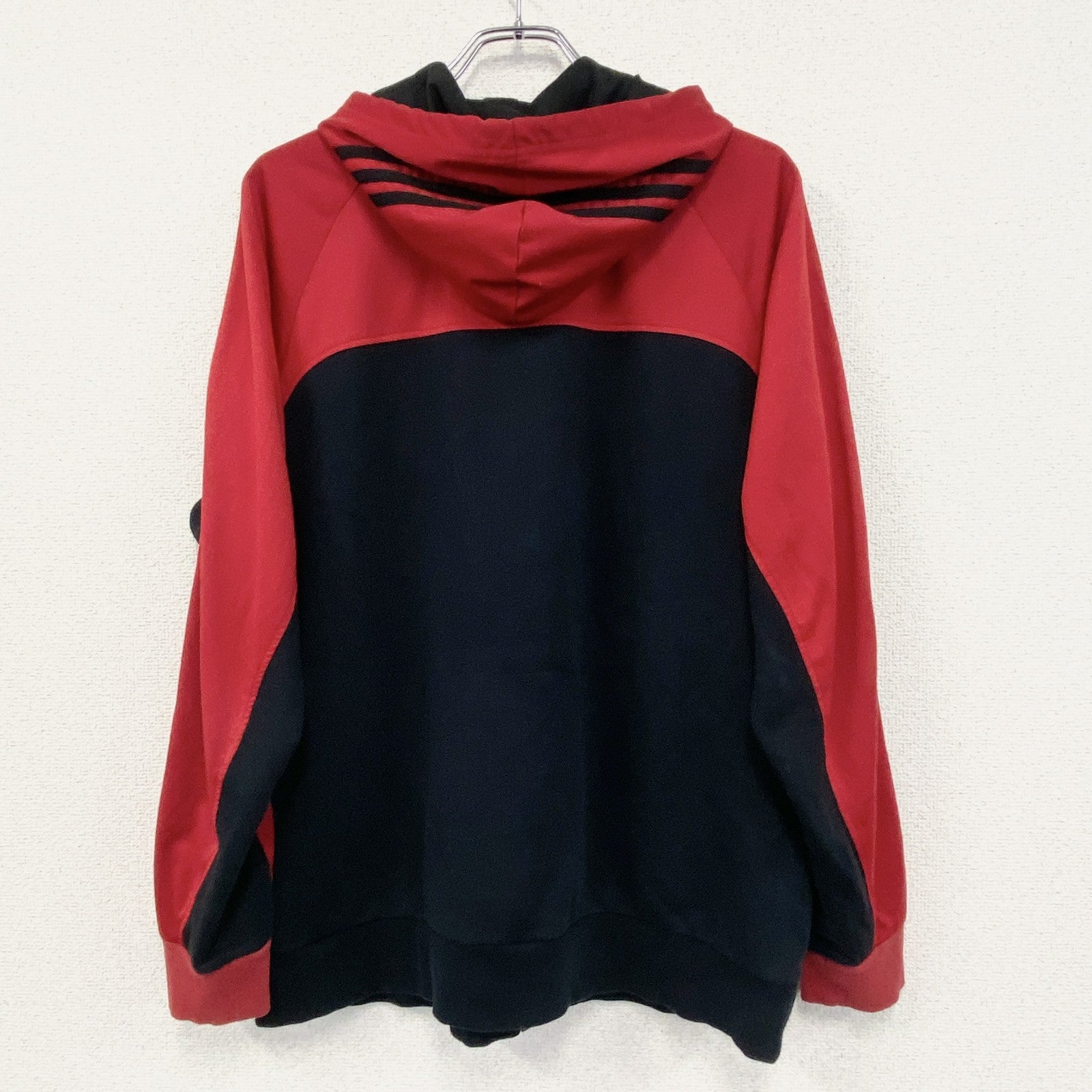 adidas　アディダス　トラックジャケット/ジャージ　フーディ　バイカラー　赤　黒　XLサイズ