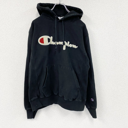 Champion　チャンピオン　リバースウィーブ　スウェットパーカー/フーディー　デカロゴ　黒　ブラック　Mサイズ