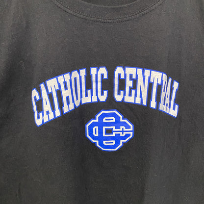古着 used　GILDAN ギルダン　半袖クルーネックプリントTシャツ　CATHOLIC CENTRAL　黒　ブラック　Mサイズ