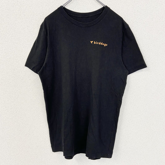 古着 used　BIRDDOGS　半袖ワンポイントプリントTシャツ　バックプリント　グラフィックデザイン　黒　ブラック