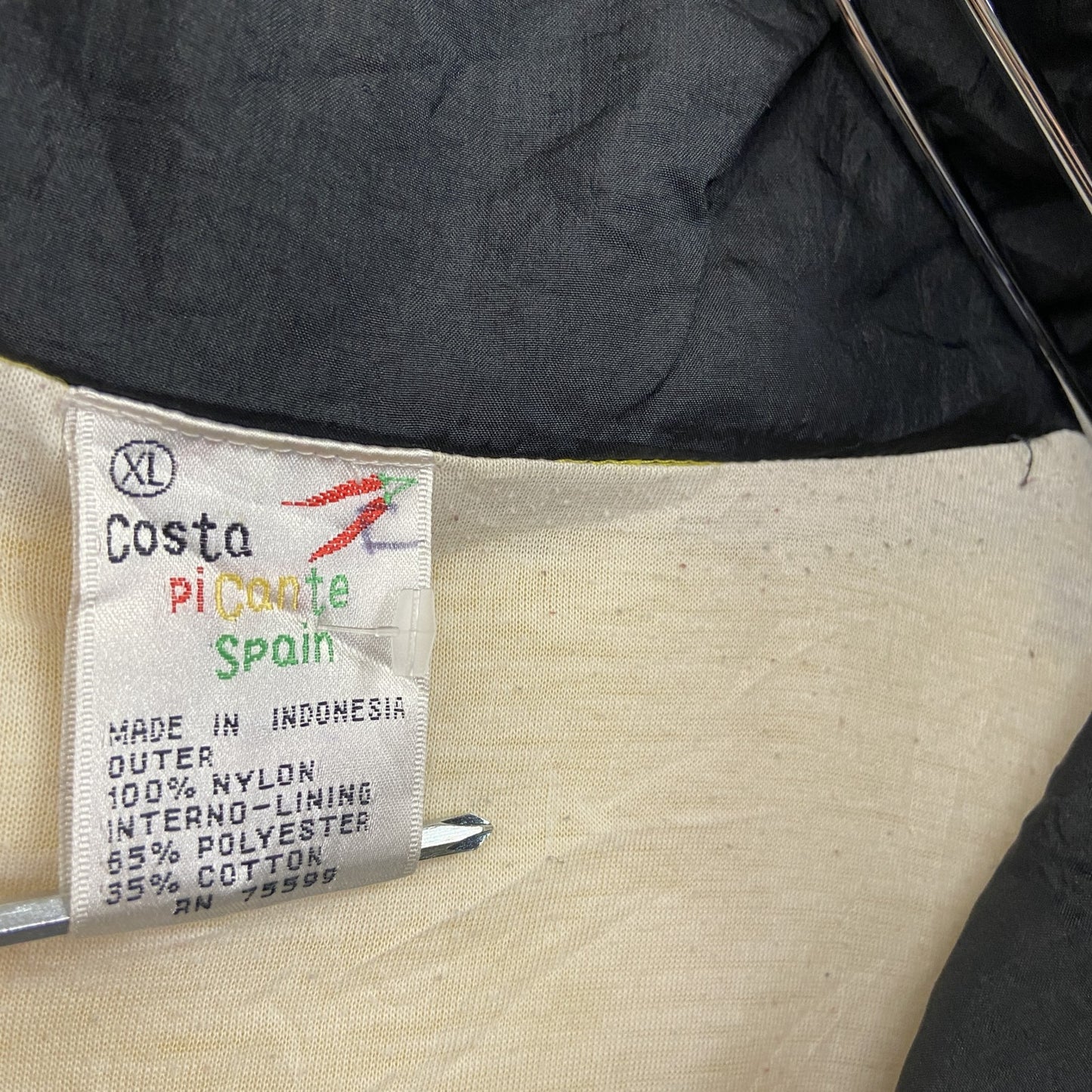 80s～　Costa picante Spain　ハーフジップナイロンプルオーバージャケット　イエロー　XLサイズ