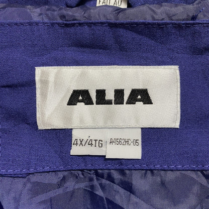 古着 used　ALIA　七分袖ジップアップブルゾン　ハイネックジャンパー　ネイビー　秋冬服　ビッグシルエット　4XLサイズ