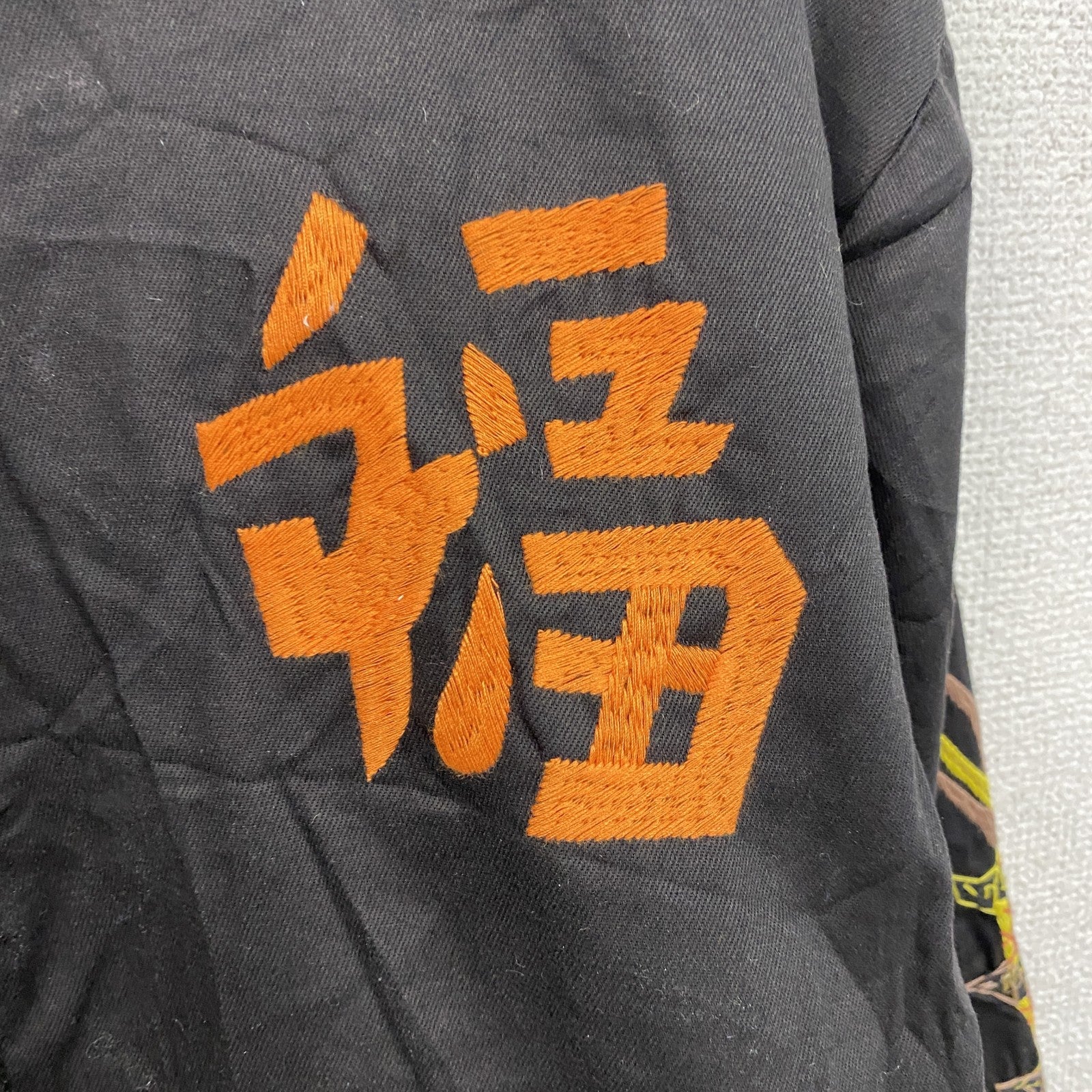ベトジャン　ベトナムジャケット　スーベニアジャケット　ブルゾン　レプリカ　リメイク　刺繍　黒　ブラック　Lサイズ