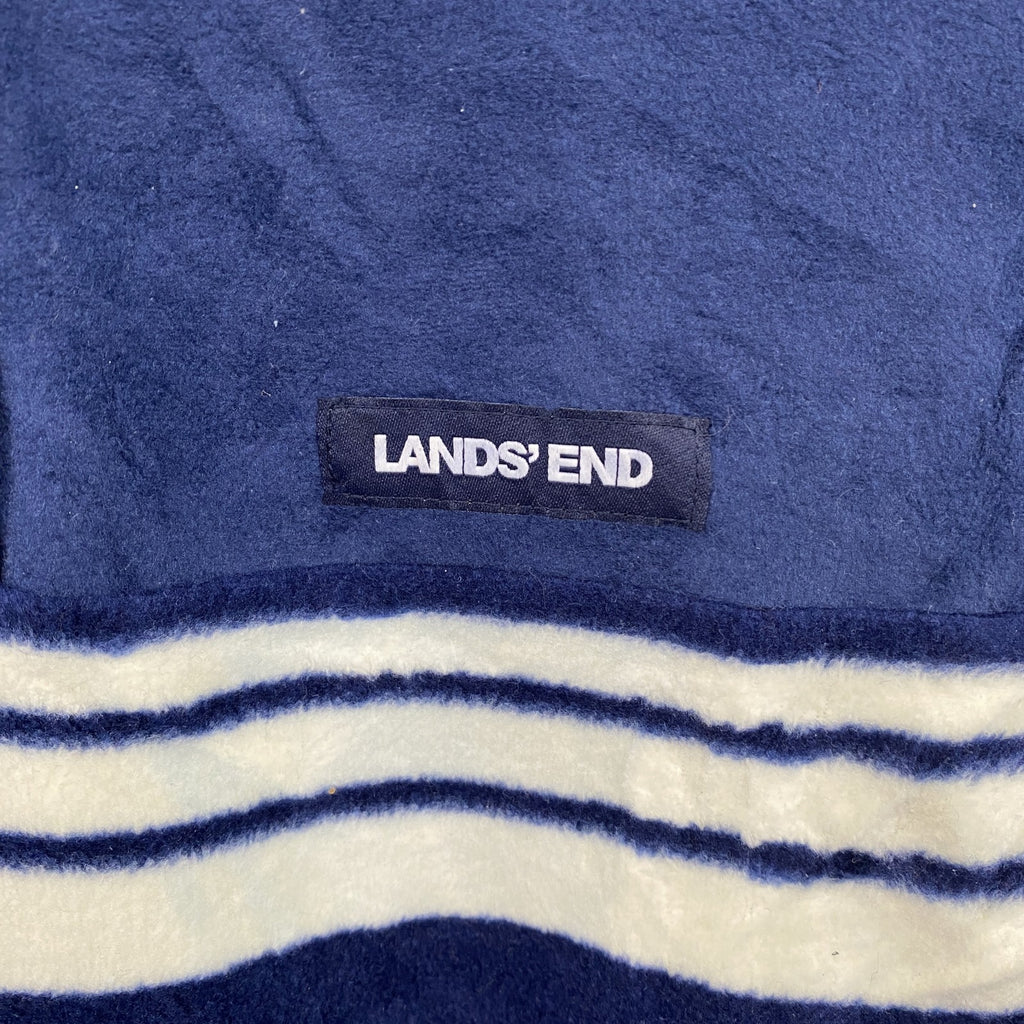 LAND’S END　ランズエンド　フリースジャケット/ボアジャケット　ボーダー　紺　ネイビー　XLサイズ