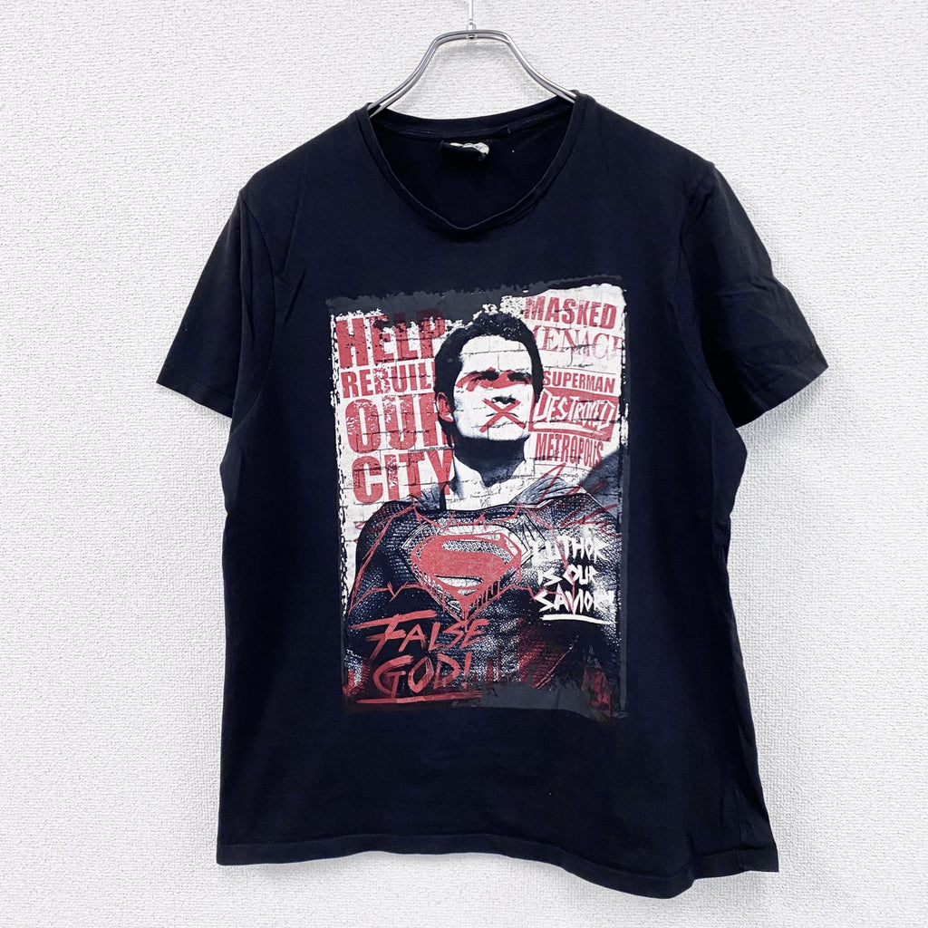 DCコミックス　スーパーマン　半袖プリントTシャツ　黒　ブラック　Lサイズ