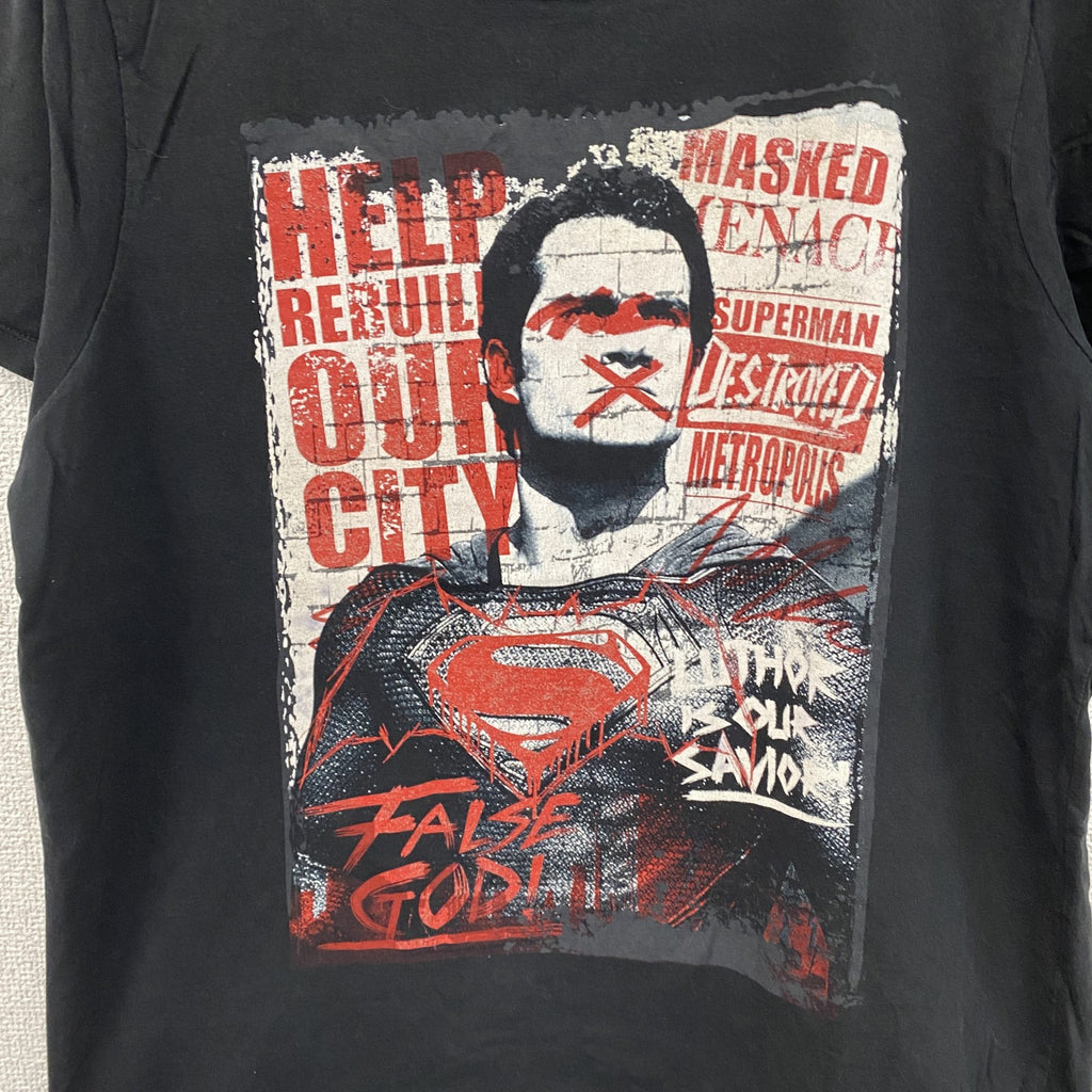 DCコミックス　スーパーマン　半袖プリントTシャツ　黒　ブラック　Lサイズ