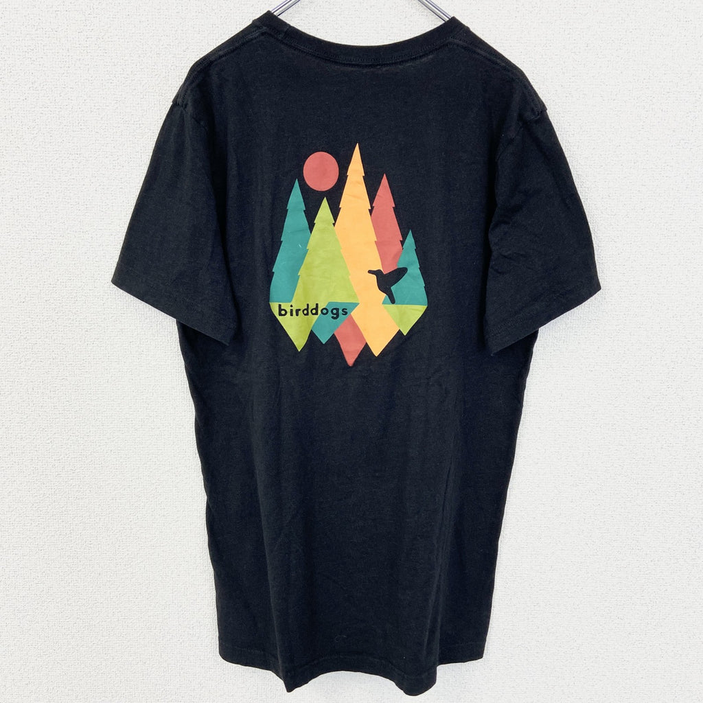 古着 used　BIRDDOGS　半袖ワンポイントプリントTシャツ　バックプリント　グラフィックデザイン　黒　ブラック