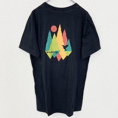 古着 used　BIRDDOGS　半袖ワンポイントプリントTシャツ　バックプリント　グラフィックデザイン　黒　ブラック