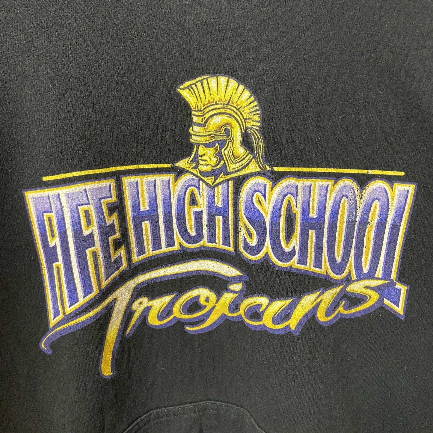 古着 used　PORT&COMPANY　長袖プリントパーカー　スウェット　FIFE HIGH SCHOOL　黒　Sサイズ