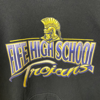 古着 used　PORT&COMPANY　長袖プリントパーカー　スウェット　FIFE HIGH SCHOOL　黒　Sサイズ