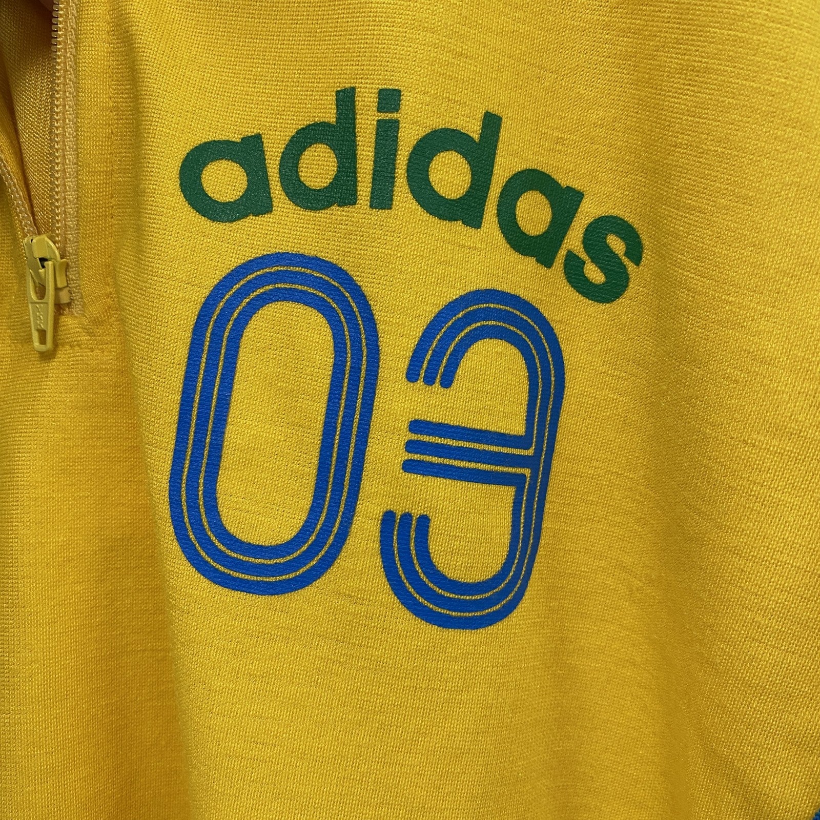 00s　adidas　アディダス　ハーフジップ半袖プルオーバー　ヴィンテージ　黄色　イエロー　Lサイズ